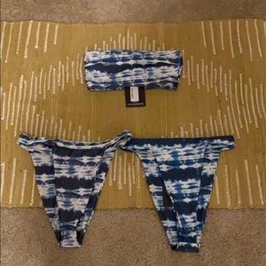 Tie-Dye Blue Two Piece High-Waisted Bikini (Set)